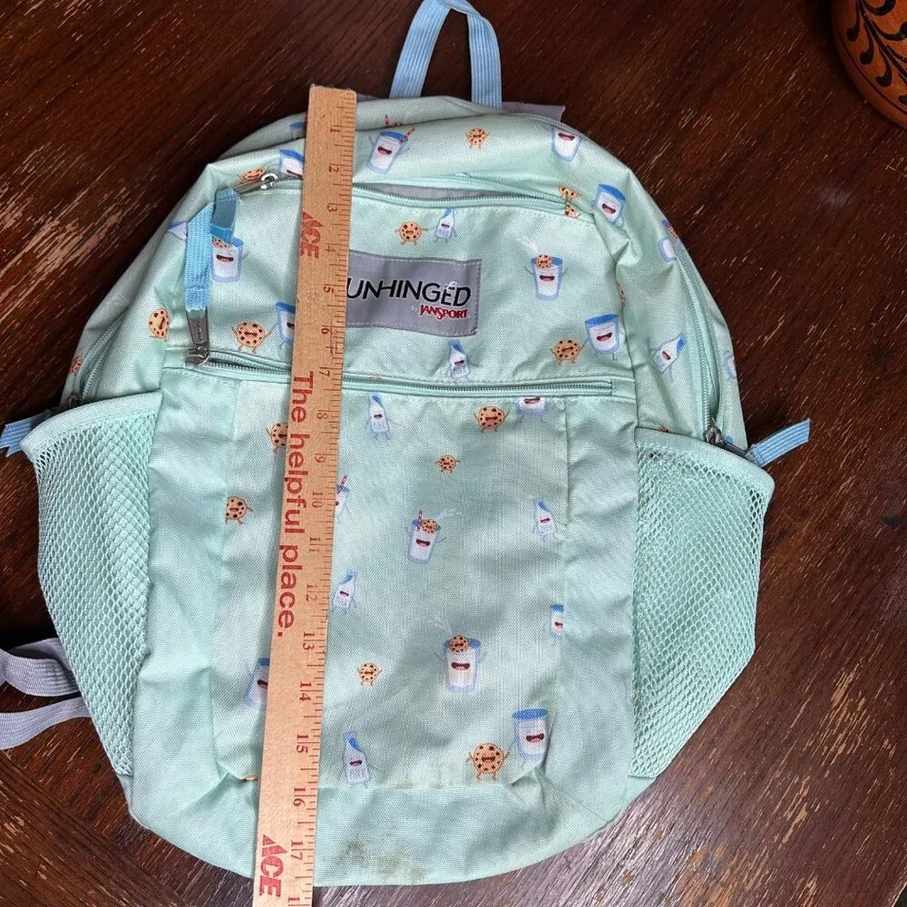 Unhinged By Jansport Mint Backpack With Milk & Cookies Print Adjustable Straps - Picture 13 of 14